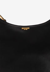 Moschino Mini Logo Plaque Leather Hobo Bag Black 2427 A7319 8002-1555