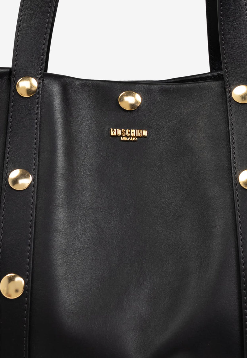 Moschino Large Studded Leather Tote Bag Black 2427 A7329 8008-0555