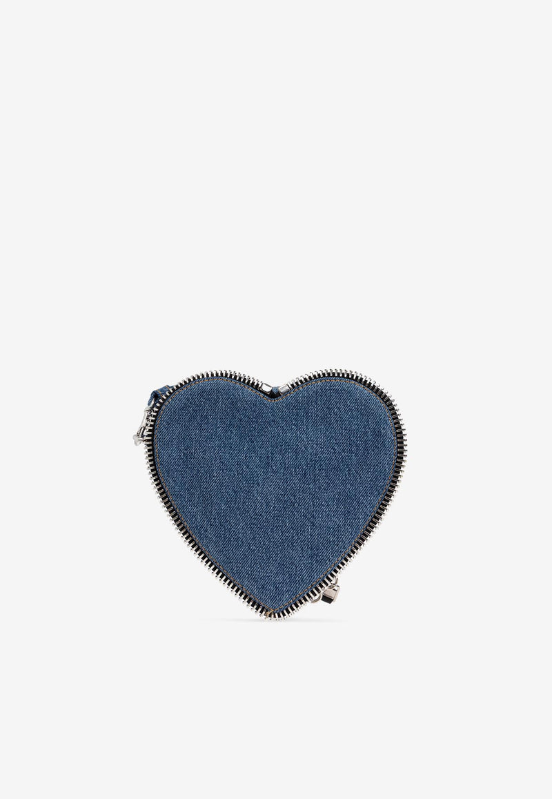 Moschino Denim Heart-Shaped Rider Shoulder Bag Blue 2427 A7364 8218-1295