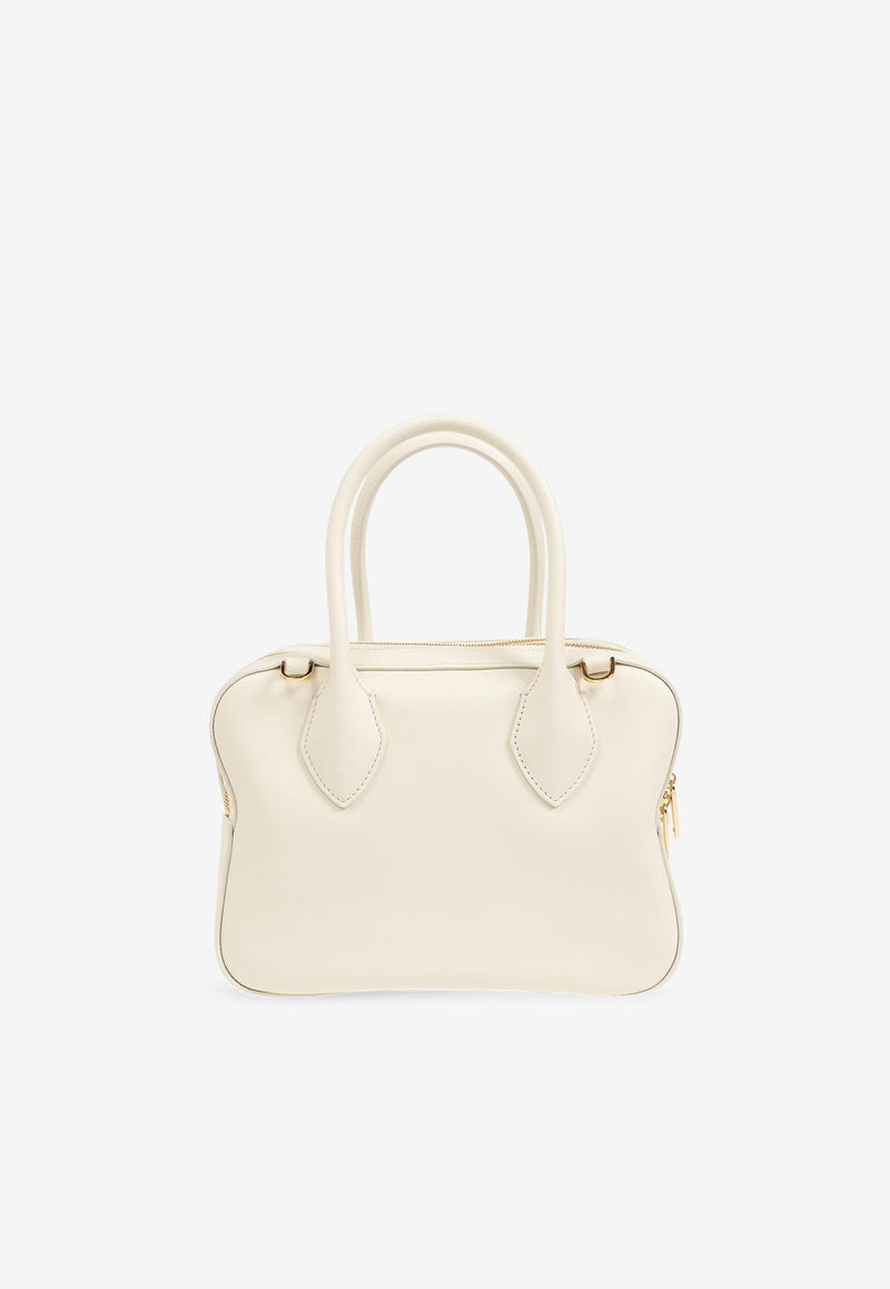 Salvatore Ferragamo Medium Star Calf Leather Top Handle Bag Cream 218958 STAR TH 774832-MASCARPONE