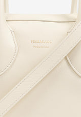 Salvatore Ferragamo Medium Star Calf Leather Top Handle Bag Cream 218958 STAR TH 774832-MASCARPONE