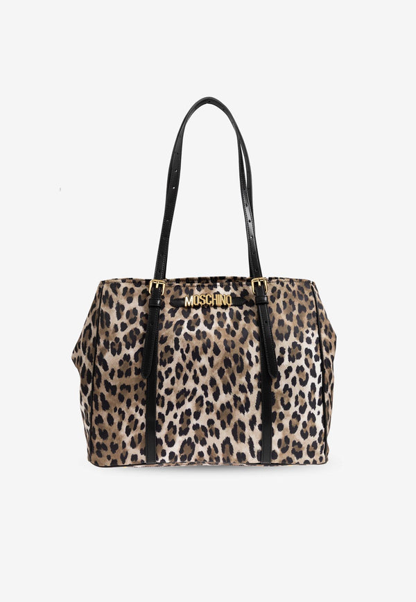 Moschino Leopard Print Tote Bag Beige 2427 B7426 8202-1888