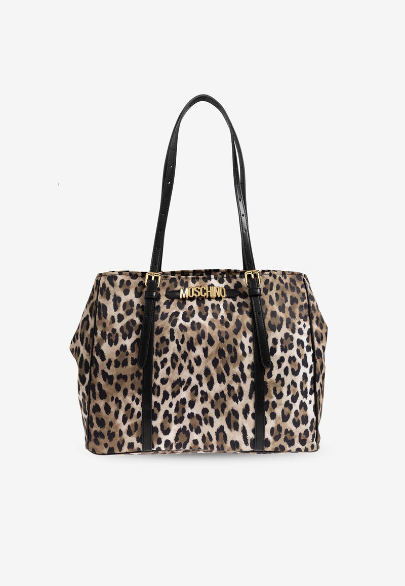 Moschino Leopard Print Tote Bag Beige 2427 B7426 8202-1888