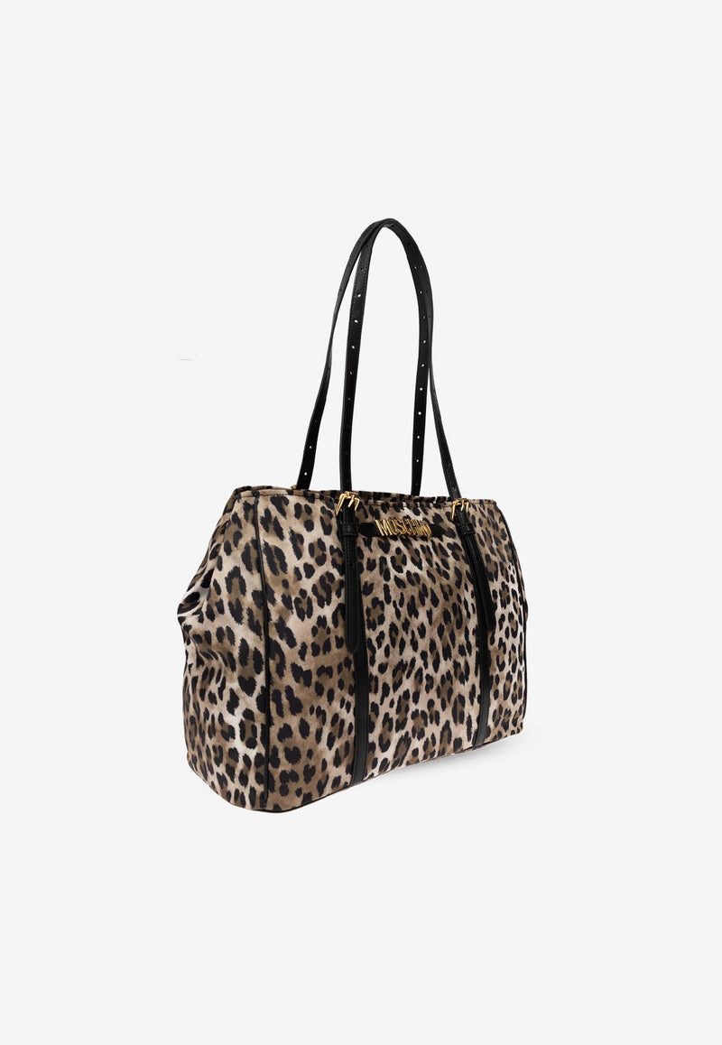 Moschino Leopard Print Tote Bag Beige 2427 B7426 8202-1888