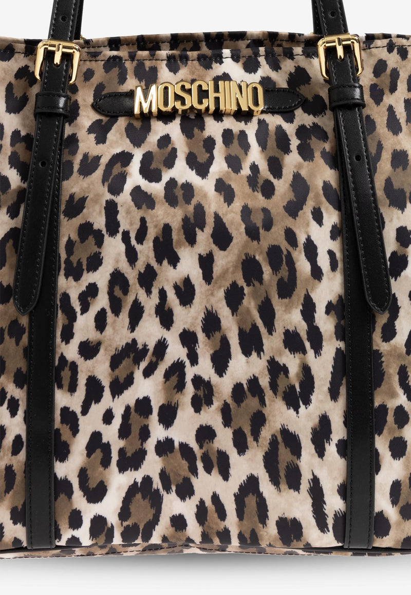 Moschino Leopard Print Tote Bag Beige 2427 B7426 8202-1888