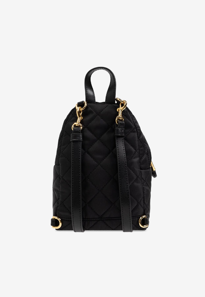 Moschino Logo Patch Quilted Backpack Black 2427 B7609 8201-2555