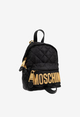 Moschino Logo Patch Quilted Backpack Black 2427 B7609 8201-2555