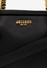 Moschino Logo Plaque Leather Top Handle Bag Black 2427 A7318 8002-1555