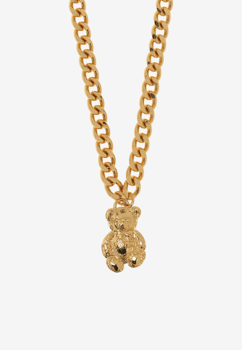 Moschino Teddy Bear Pendant Chain Necklace Gold 24271 A9143 8486-0606