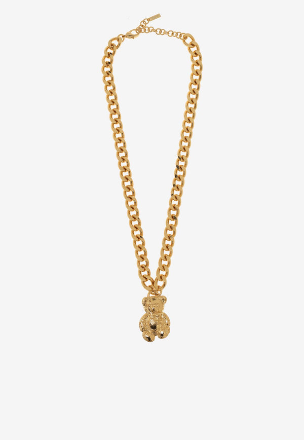 Moschino Teddy Bear Pendant Chain Necklace Gold 24271 A9143 8486-0606