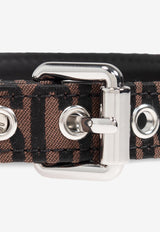 Moschino Logo Jacquard Buckled Dog Collar Brown 2428M A7720 8318-1103