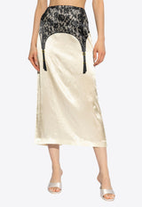 Moschino Lingerie Print Midi Skirt Cream 242D A0107 5457-1004