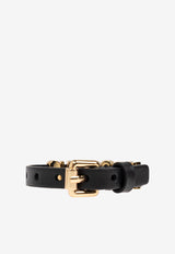 Moschino Crystal Logo Leather Bracelet Black 2427 A7765 8008-2555