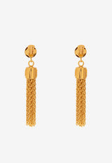 Moschino Logo Embossed Dangling Clip-On Earrings Gold 24271 A9146 8485-0606