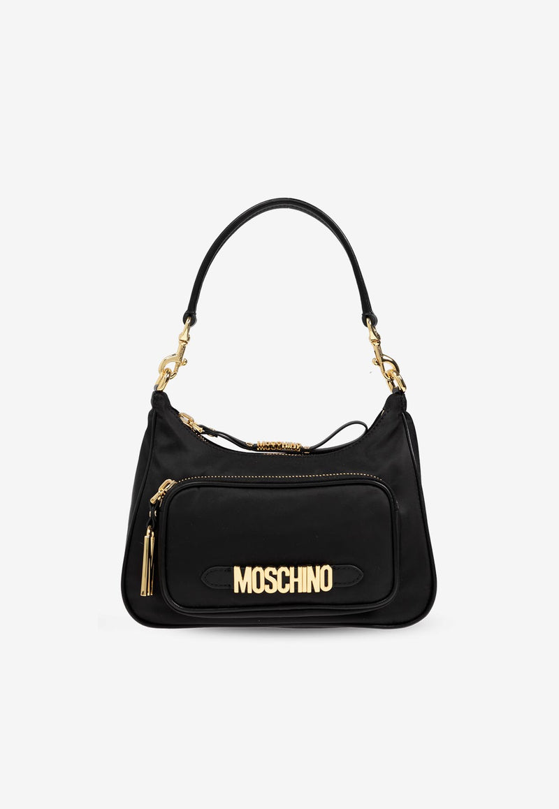 Moschino Logo Plaque Shoulder Bag Black 2427 B7381 8202-3555