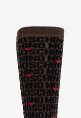 Moschino Logo Jacquard Long Socks Brown 2428M A3402 8203-1103