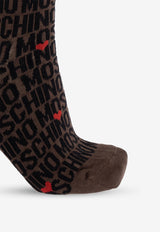 Moschino Logo Jacquard Long Socks Brown 2428M A3402 8203-1103