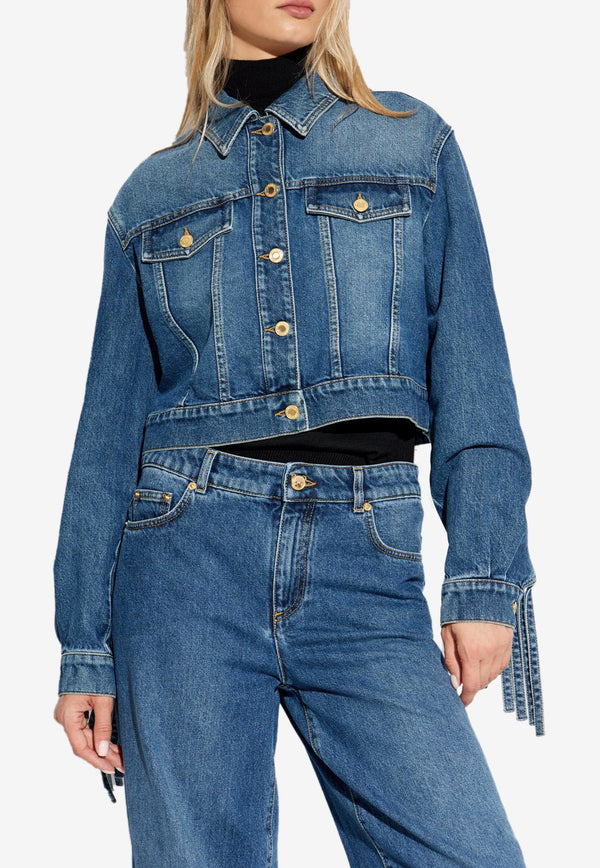 Moschino Fringed Cropped Denim Jacket Blue 242E A0518 5522-0295