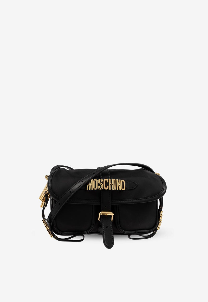 Moschino Logo Plaque Shoulder Bag Black 2427 B7423 8202-3555