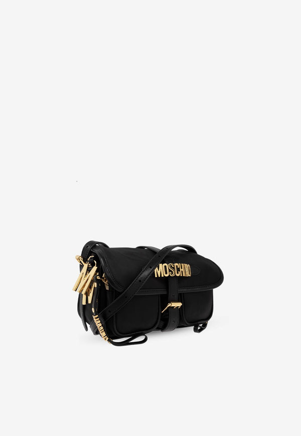 Moschino Logo Plaque Shoulder Bag Black 2427 B7423 8202-3555