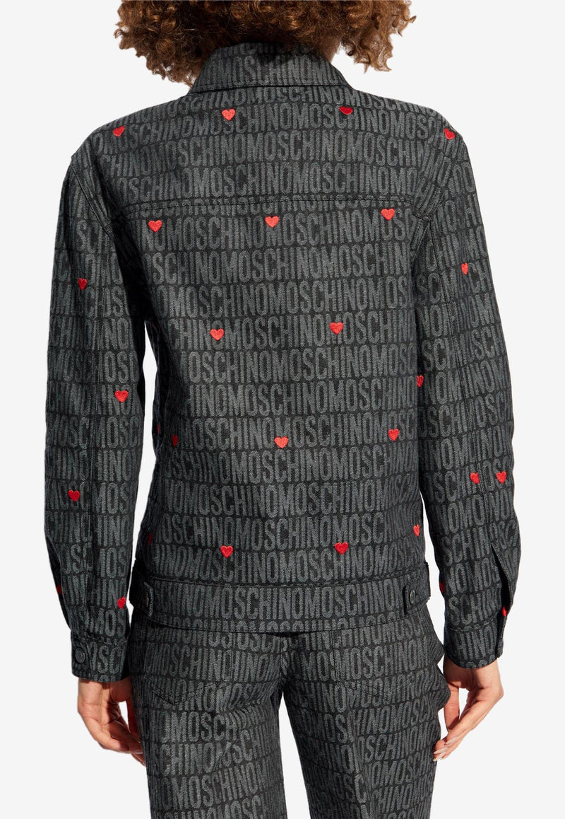 Moschino Logo Jacquard Button-Up Jacket Gray 242EM A0510 7723-2555