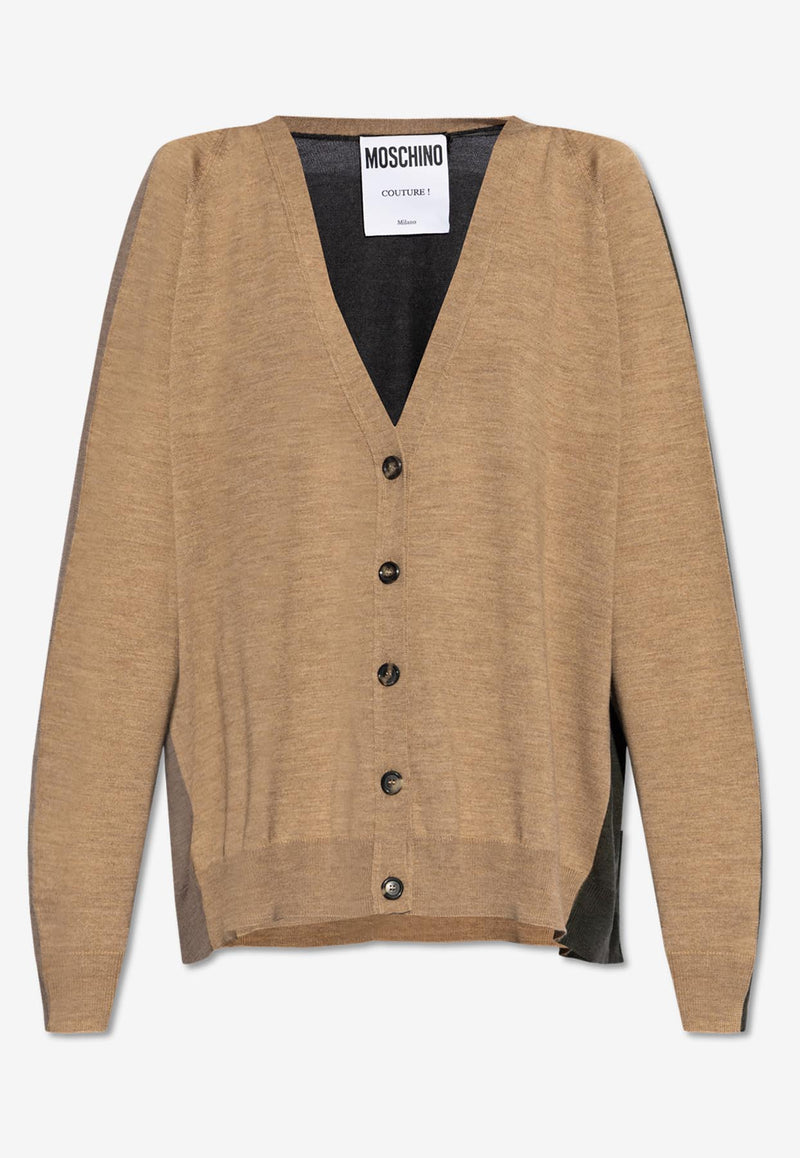 Moschino Deconstructed Wool Cardigan Beige 242D J0906 5401-1091