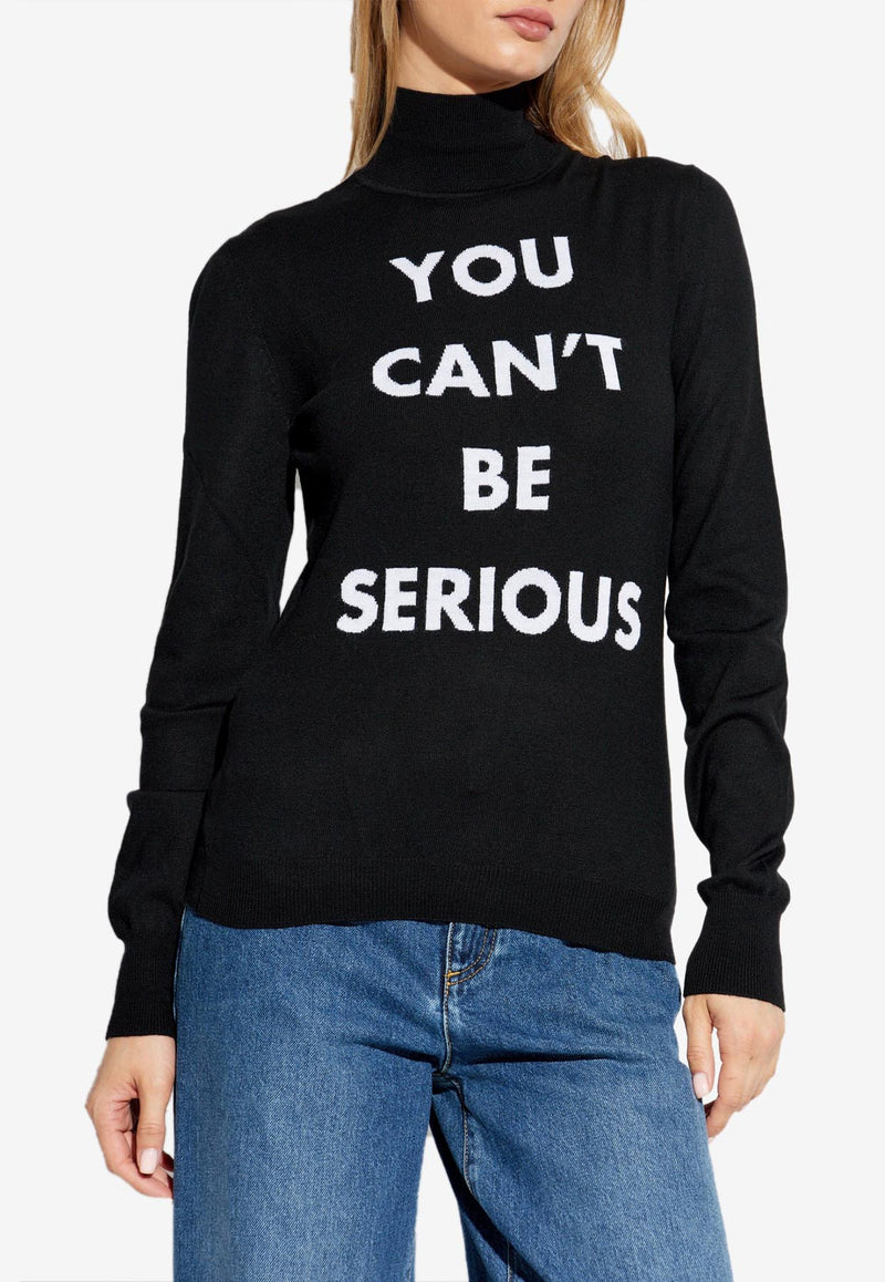 Moschino Slogan High-Neck Sweater Black 242E A0923 5502-1555