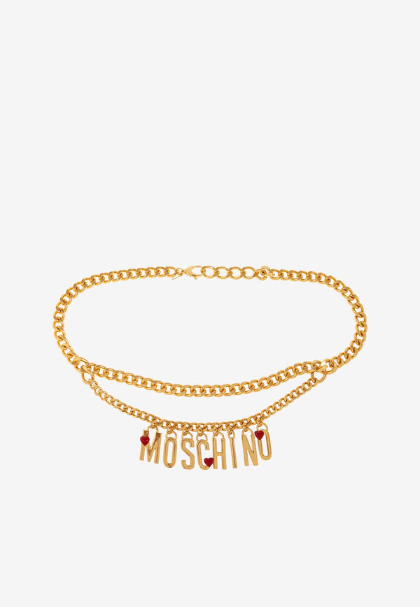 Moschino Logo Lettering Pendant Chain Belt Gold 24271 A9135 8488-1606