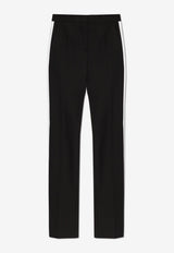 Moschino Mid-Rise Side Band Crepe Pants Black 242E A0318 5524-2555