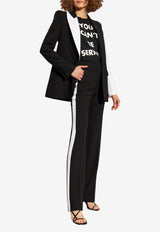 Moschino Mid-Rise Side Band Crepe Pants Black 242E A0318 5524-2555