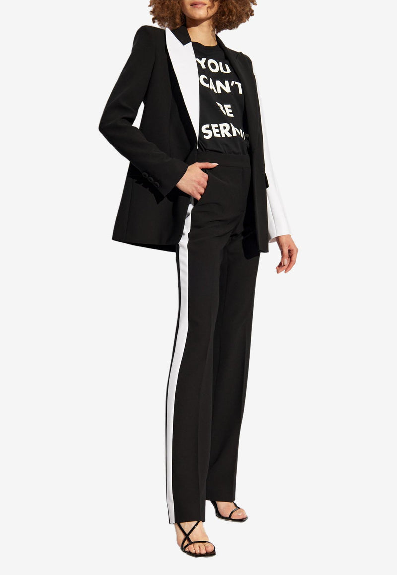 Moschino Mid-Rise Side Band Crepe Pants Black 242E A0318 5524-2555