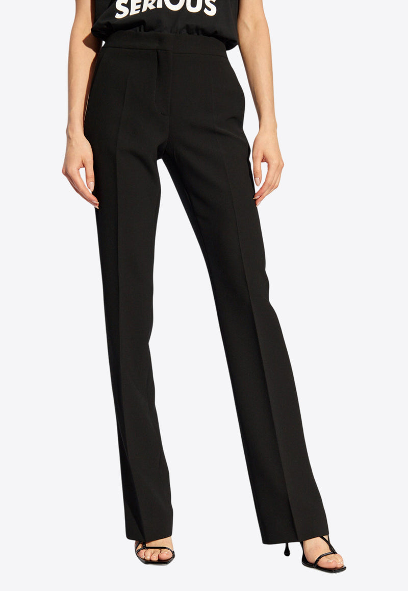 Moschino Mid-Rise Side Band Crepe Pants Black 242E A0318 5524-2555