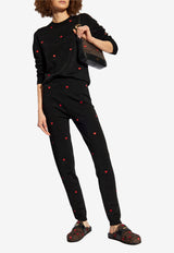 Moschino Heart Print Wool Leggings Black 242EM A0380 7700-1555