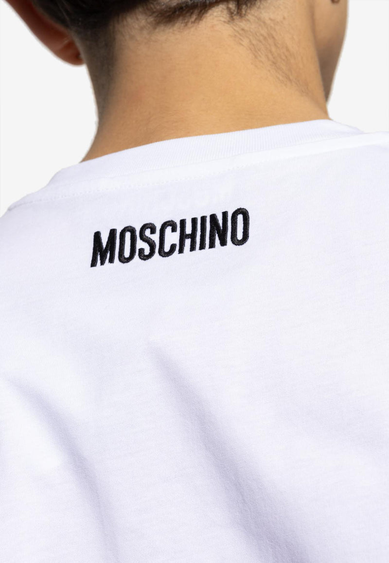 Moschino Slogan Embroidered T-shirt White 242ZZ J0706 5241-1001