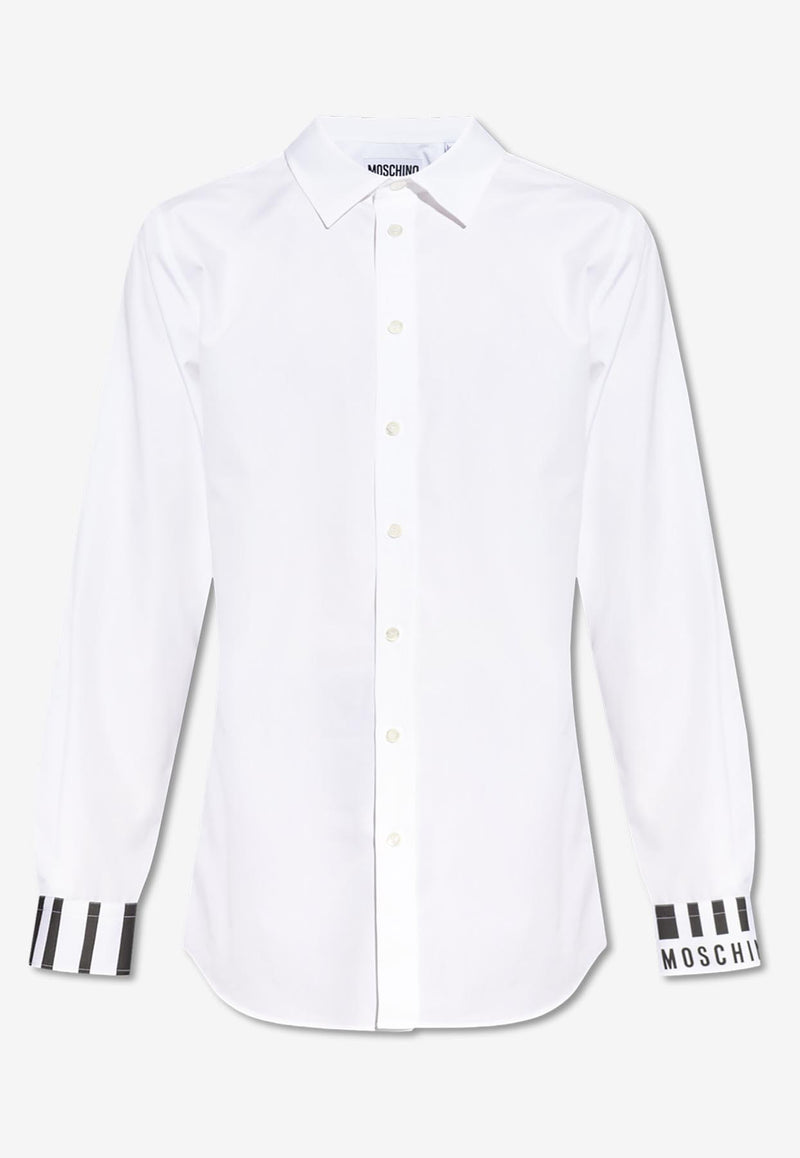 Moschino Barcode Print Button-Up Shirt White 242ZZ A0204 5235-1001