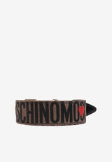 Moschino Logo Jacquard Buckled Dog Collar Brown 2428M A7720 8318-2103