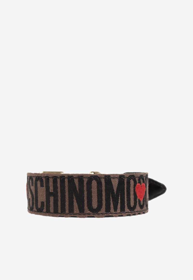 Moschino Logo Jacquard Buckled Dog Collar Brown 2428M A7720 8318-2103