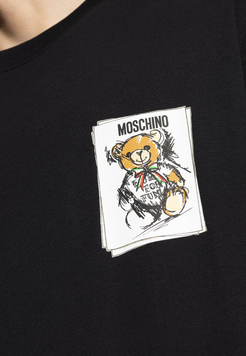 Moschino Teddy Bear Print T-shirt Black 242ZZ V0713 5241-1555