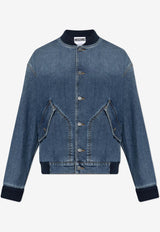 Moschino Denim Bomber Jacket Blue 242ZZ A0624 5222-0295