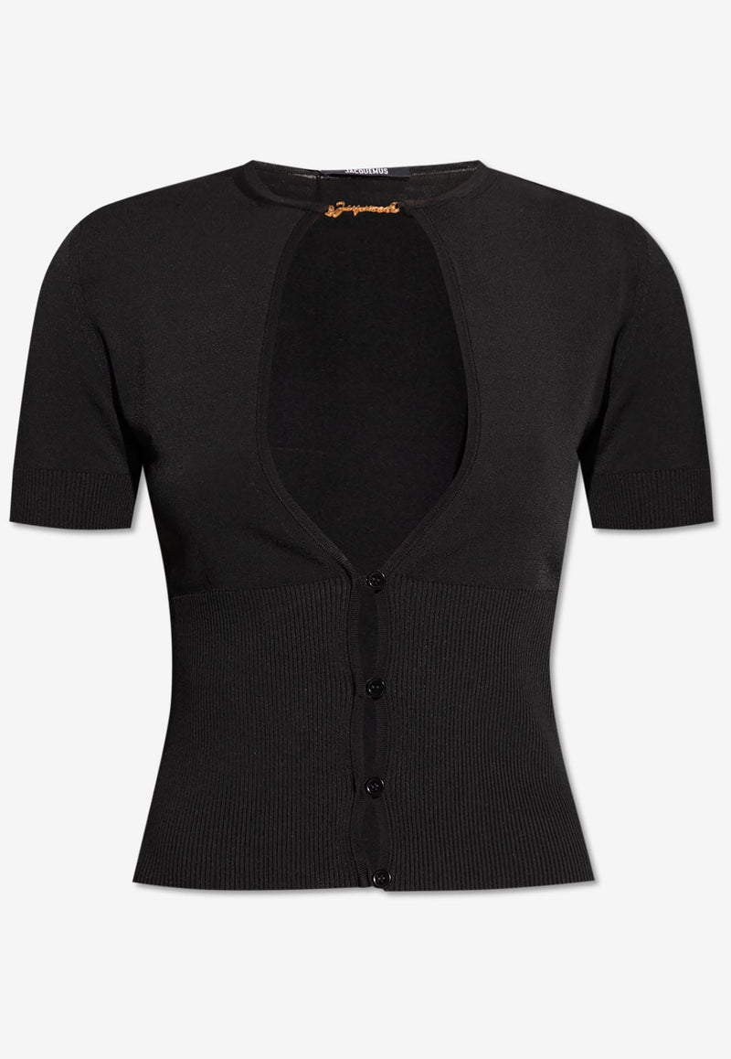 Jacquemus The Pralù Keyhole Short-Sleeved Top Black 243KN470 2358-990