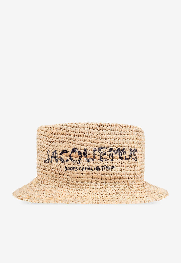 Jacquemus The Pesco Logo Embroidered Bucket Hat Natural 246AC678 5207-142