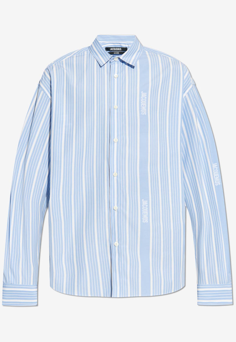 Jacquemus The Simon Striped Button-Up Shirt Light Blue 246SH001 1691-3EV