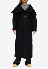 Jacquemus The Caruso Draped-Collar Long Coat Black 243CO075 1614-990