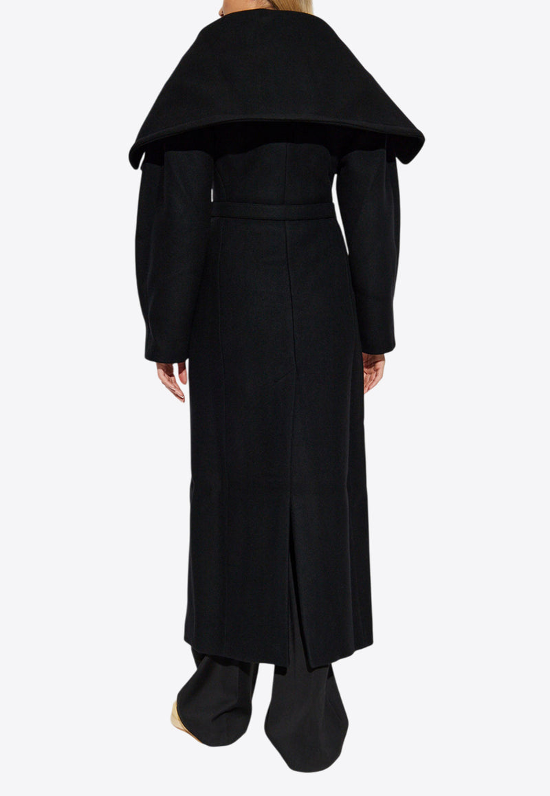 Jacquemus The Caruso Draped-Collar Long Coat Black 243CO075 1614-990