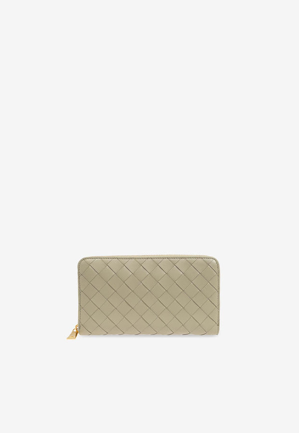 Bottega Veneta Intrecciato Leather Zip-Around Wallet Travertine  742332 VCPP6-8369