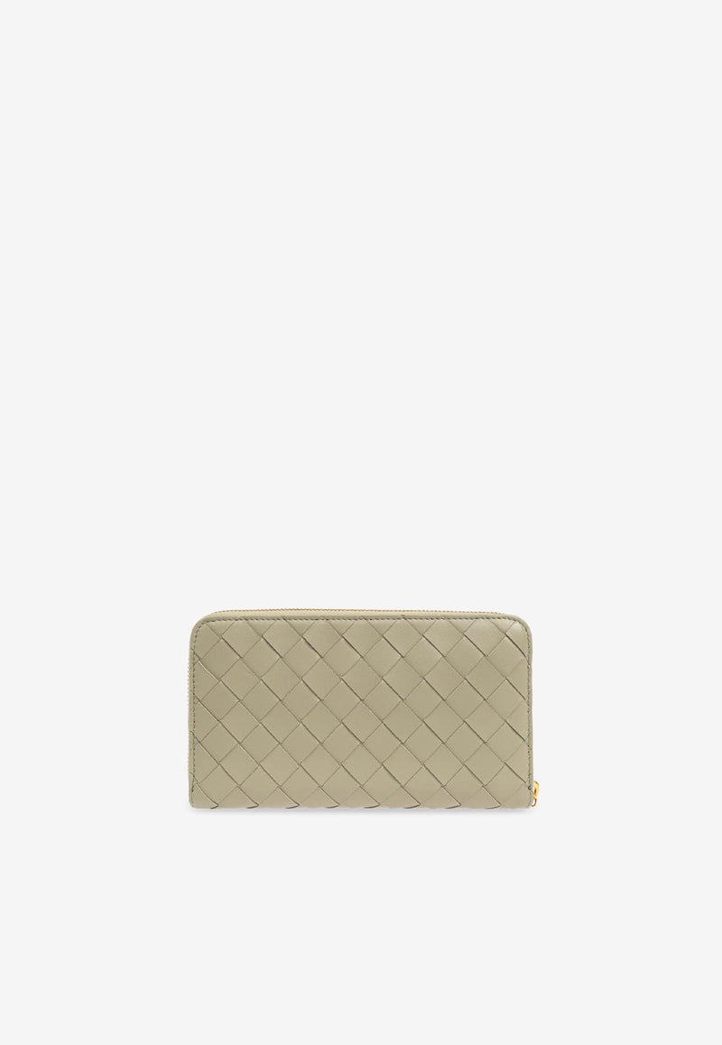 Bottega Veneta Intrecciato Leather Zip-Around Wallet Travertine  742332 VCPP6-8369