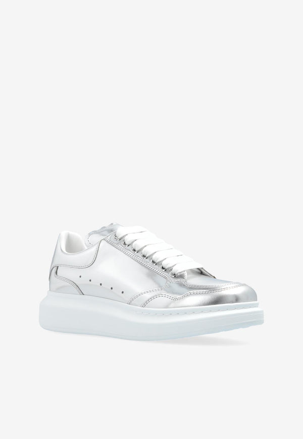 Alexander McQueen Oversized Metallic Low-Top Sneakers Silver 758982 WIFX0-8100