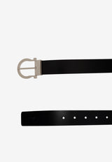 Salvatore Ferragamo Gancini Reversible Leather Belt Black 670387 DOUBLE ADJUS 776585-NERO