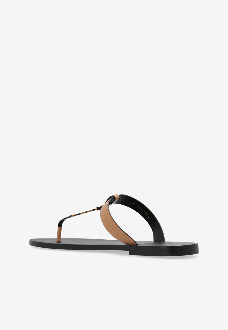 Saint Laurent Cassandre T-strap Leather Sandals Brown 775806 AADGX-7052