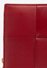 Bottega Veneta Cassette Intreccio Leather Zip-Around Wallet Dark Red 750259 VCQC8-6336